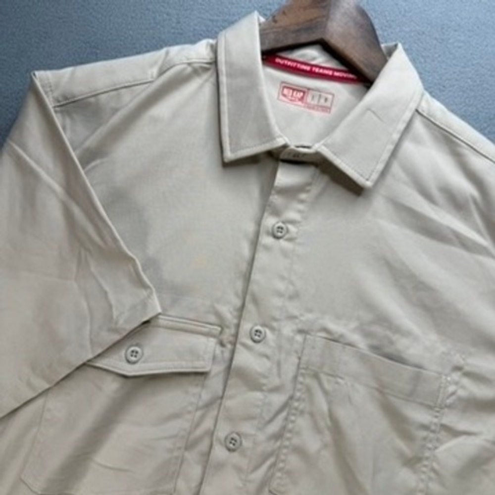 Red Kap Work Shirt Mens Large Beige TSM2SD2 Short Sleeve Performance Industrial
